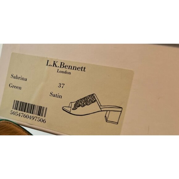 L.K. Bennett Sabrina Green Satin Mules With Embellished Detailing Size 37 - Picture 3 of 8